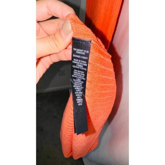 Savage Fenty Bodycon Maxi Dress Womens Medium Orange Knit Sleeveless Round Neck - Picture 10 of 16